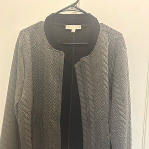 Suzanne Betro Weekend grey and black sweater jacket. Brand new, never worn.